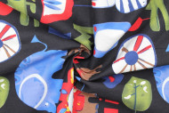 Tissu Popeline Coton Imprimé Enfantin Noir -Au Mètre