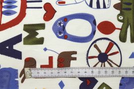 Tissu Popeline Coton Imprimé Enfantin Ecru -Au Mètre