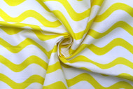 Tissu Popeline Coton Imprimé Vague Jaune -Au Mètre