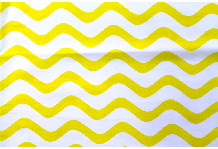 Tissu Popeline Coton Imprimé Vague Jaune -Au Mètre