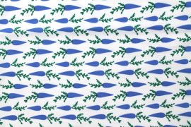 Tissu Popeline Coton Imprimé Carotte Bleu -Au Mètre