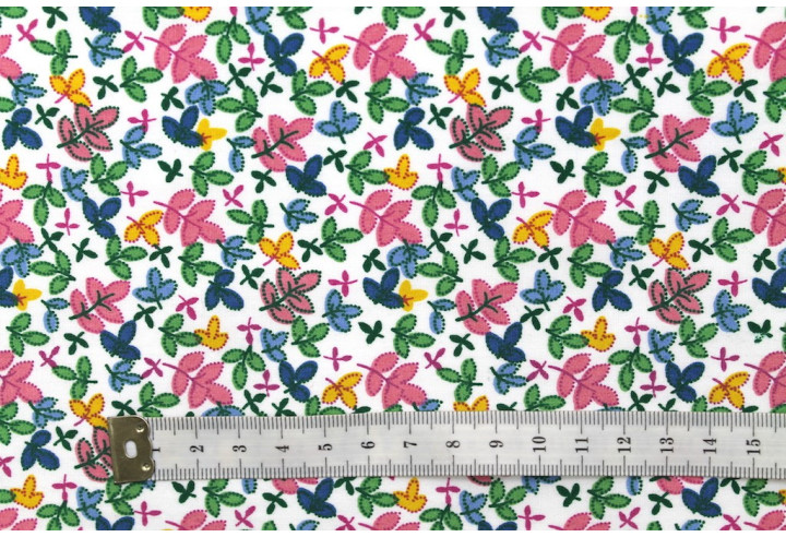 Tissu Popeline Coton Imprimé Trèfle Rose -Au Mètre