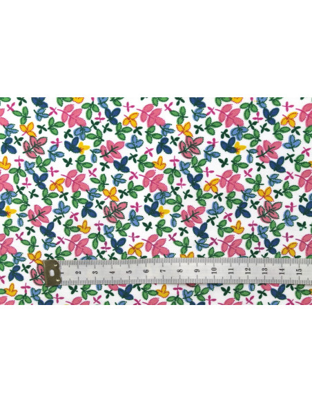 Tissu Popeline Coton Imprimé Trèfle Rose -Au Mètre