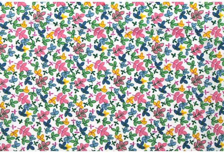 Tissu Popeline Coton Imprimé Trèfle Rose -Au Mètre