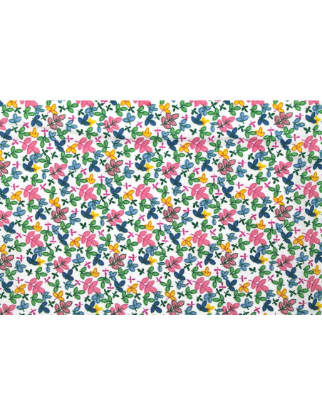 Tissu Popeline Coton Imprimé Trèfle Rose -Au Mètre