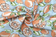 Tissu Popeline Coton Imprimé Lemon Bleu -Au Mètre