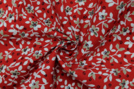 Tissu Popeline Coton Imprimé Fleur Laurie Rouge -Au Mètre
