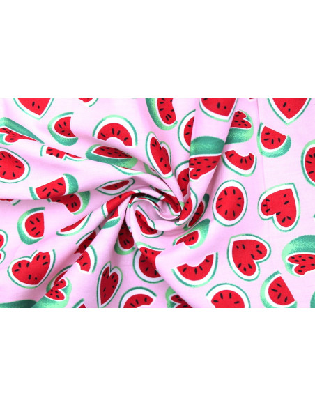 Tissu Popeline Coton Imprimé Pastècoeur Rose -Au Mètre