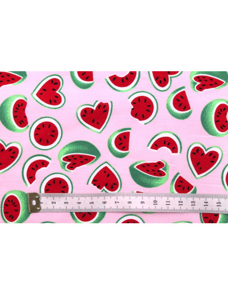Tissu Popeline Coton Imprimé Pastècoeur Rose -Au Mètre