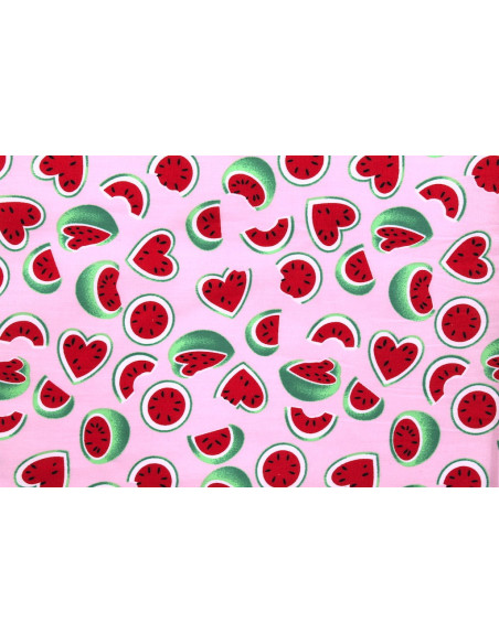 Tissu Popeline Coton Imprimé Pastècoeur Rose -Au Mètre