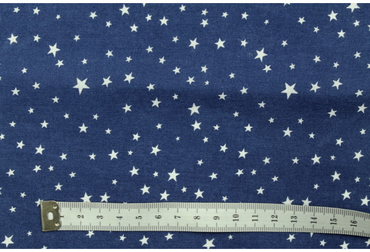 Tissu Popeline Coton Imprimé Etoiles Bleu -Au Mètre