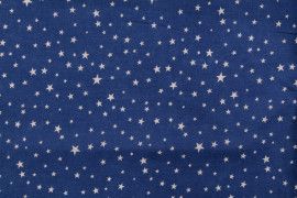 Tissu Popeline Coton Imprimé Etoiles Bleu -Au Mètre