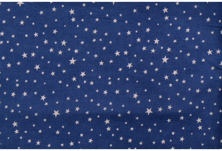 Tissu Popeline Coton Imprimé Etoiles Bleu -Au Mètre