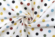 Tissu Popeline Coton Blanc Imprimé Pois -Au Mètre