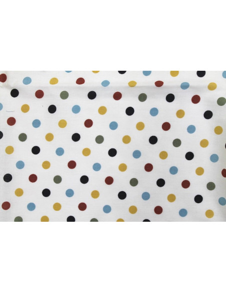 Tissu Popeline Coton Blanc Imprimé Pois -Au Mètre