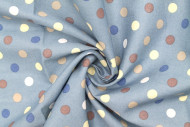 Tissu Popeline Coton Bleu Imprimé Pois -Au Mètre