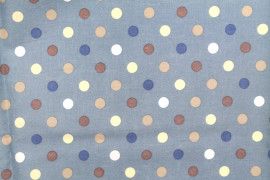 Tissu Popeline Coton Bleu Imprimé Pois -Au Mètre