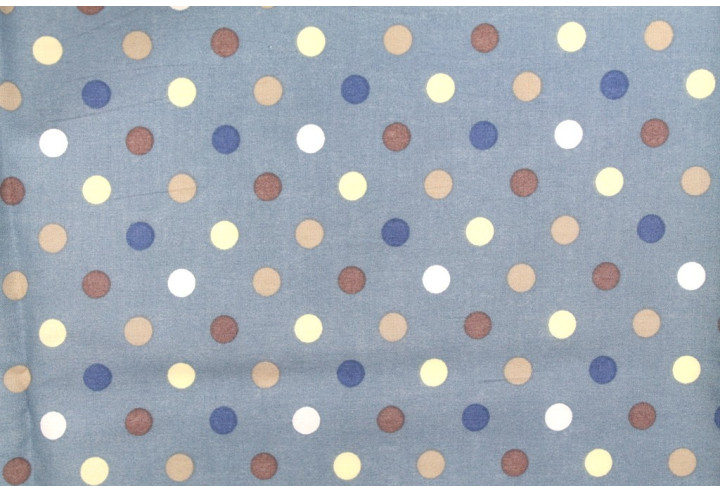 Tissu Popeline Coton Bleu Imprimé Pois -Au Mètre