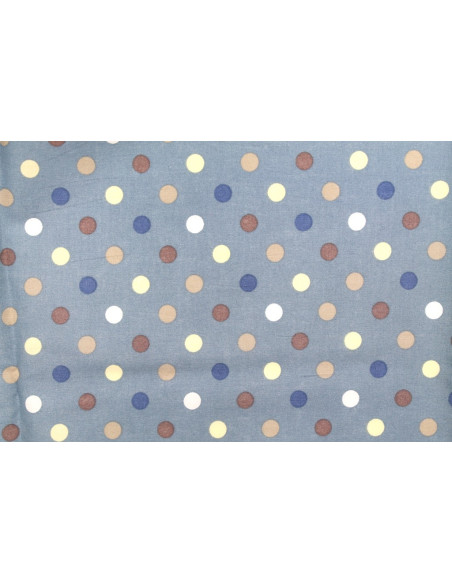 Tissu Popeline Coton Bleu Imprimé Pois -Au Mètre